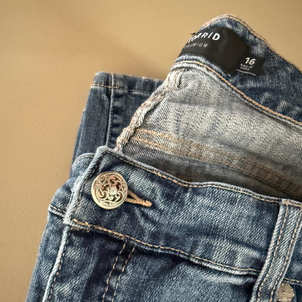 Torrid Blue Distressed Boyfriend Jeans - Picture 4 of 9